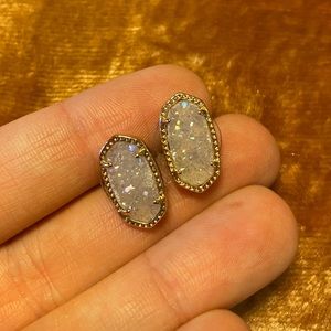 Ellie Rose Gold Stud Earrings in Iridescent Drusy